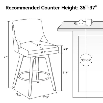 Dyonery Single Swivel Bar Stool with Back & Footrest, 26 Inch Counter Height Barstool for Kitchen Island