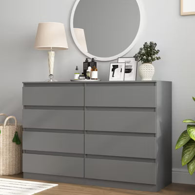 Resenkos Storage Dresser Furniture Unit, 6 Drawer Tall Standing Organizer for Bedroom, Closet - Grey
