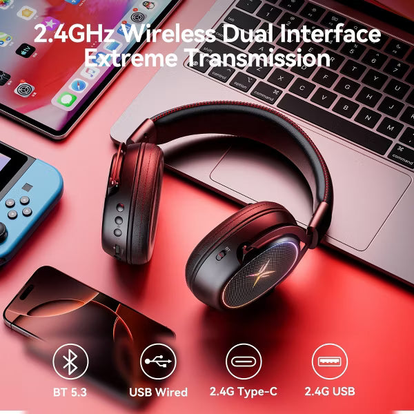 TAGRY K3 Wireless Gaming Headset: 2.4GHz/Bluetooth, 7.1 Surround Sound, 70H Playtime, ENC Mic, Over-Ear