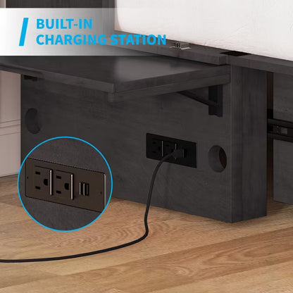 Mjkone Murphy Bed,Cube Foldable Cabinet Bed with Charging Station