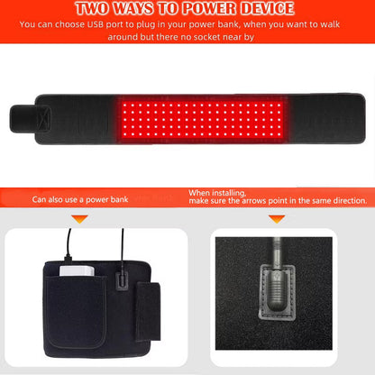 Morfone 660+850nm Red Light Therapy Belt Muscle Relief and Circulation-Boosting Therapy Belt 120 light Beads Black