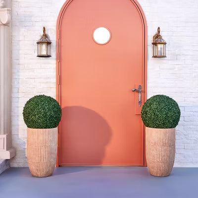 Dr.Planzen 18" Artificial Boxwood Topiary Balls - Set of 2 UV Protected PE Greenery Spheres for Outdoor Porch - Fade Resistant Fake Plant Trees