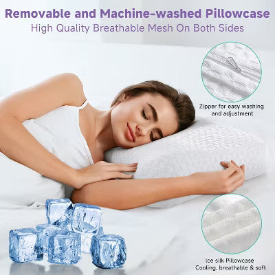 Heycuzi Orthopedic Contour Neck Pillow with Odorless Memory Foam - Perfect for All Sleeping Positions