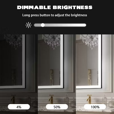 CIPACHO 32*24 Inch Frameless Bathroom Mirror - Shatterproof Touch Control Anti-Fog
