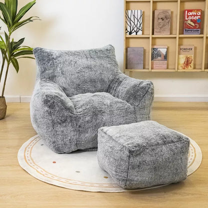 Hooseng Bean Bag Sofa with Tufted Soft Stuffed Filling, Fluffy and Lazy Sofa with Footstool, Comfy Cozy BeanBag Chairs