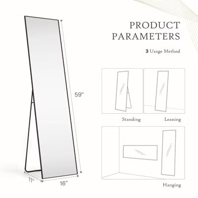 MyDepot Full Length Body Mirror Floor Mirrors with Stand Rectangular