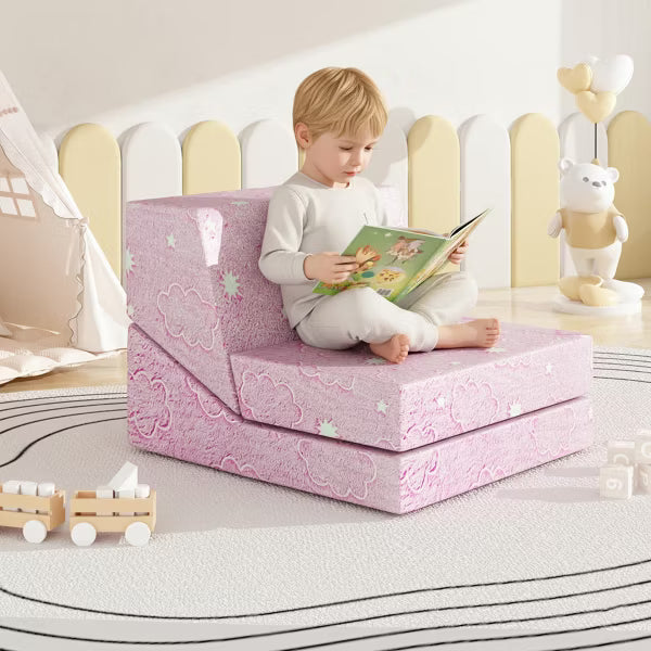 Hooseng Folding Sofa Bed Floor Mattress for Kids, Glow in Dark Kids Couch Fold Out, Toddler Futon Foldable Chair Bed, Convertible Toddler Floor Sofa