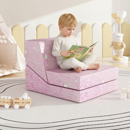Hooseng Folding Sofa Bed Floor Mattress for Kids, Glow in Dark Kids Couch Fold Out, Toddler Futon Foldable Chair Bed, Convertible Toddler Floor Sofa