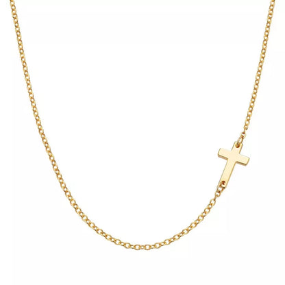 Turandoss Dainty Gold Cross Necklaces for Women Trendy, Sideway Choker Necklace, Gold Jewelry for Women, Birthday Gifts for Her, 14+2.5In Gold