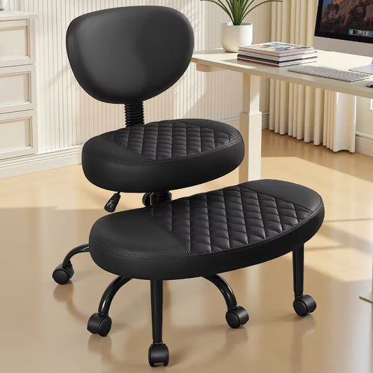 KERDOM Cross-Legged Office Chair with Wheels, Meditation Chair, ADHD Desk Chair for Adults, Black