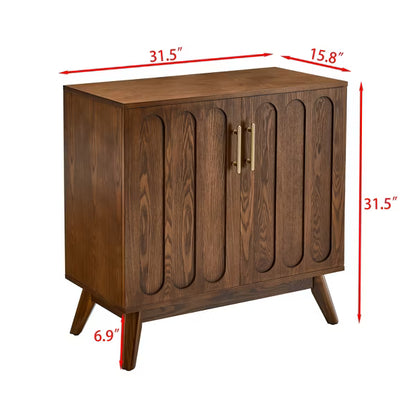 Mid-Century Modern Sideboard Cabinet with Fluted Doors, Adjustable Shelves & Solid Wood Legs, Storage Buffet for Living Room, Entryway