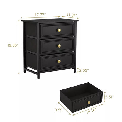 CIPACHO 2 Piece Black 20 Tall 3 Drawer Nightstand Set Ideal for Living Room to Organize Small Essentials and Brighten Your Space