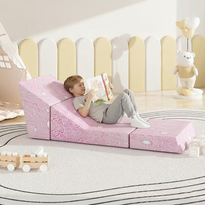 Hooseng Folding Sofa Bed Floor Mattress for Kids, Glow in Dark Kids Couch Fold Out, Toddler Futon Foldable Chair Bed, Convertible Toddler Floor Sofa