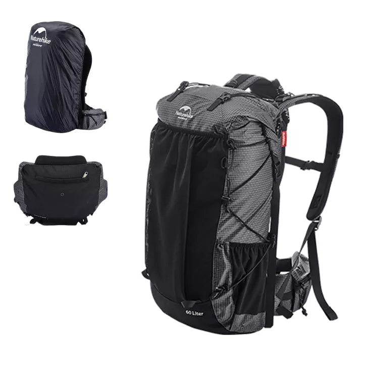 Naturehike 45L/65L Hiking Backpack – Waterproof, Lightweight Mountain Bag with Rain Cover & Shoe Compartment for Camping & Travel