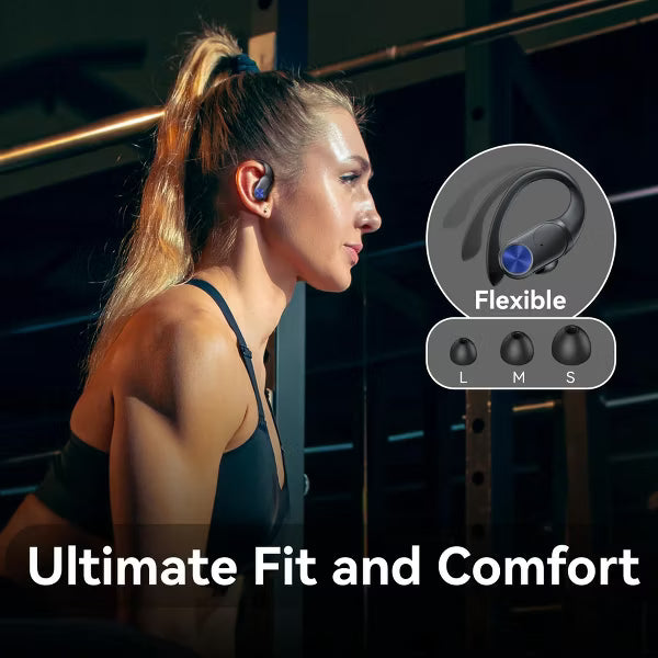 VEATOOL V6 Bluetooth Headphones Wireless Earbuds 88Hrs Playback Sport Ear Buds with Earhook Digital Display Charging Case