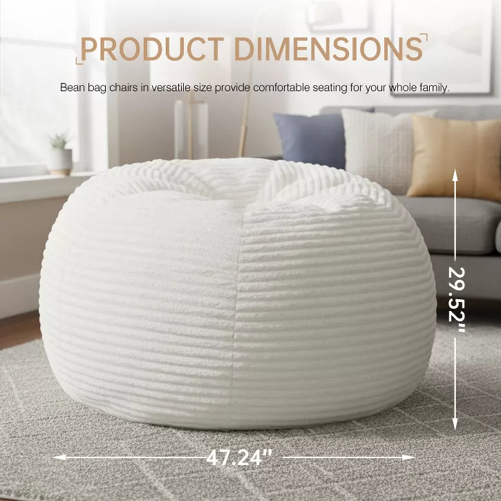 Hooseng 3.5 FT Bean Bag Chairs for Adults, Large Corduroy Bean Bag with Removable Cover, Memory Foam Filler Floor Couch for Living Room Bedroom