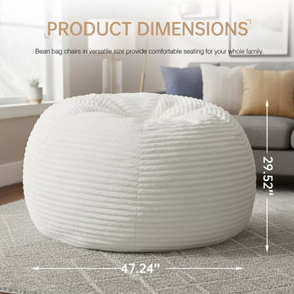 Hooseng 3.5 FT Bean Bag Chairs for Adults, Large Corduroy Bean Bag with Removable Cover, Memory Foam Filler Floor Couch for Living Room Bedroom