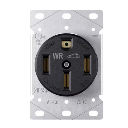 ELEGRP EV outlet, EV Charging 50Amp 125/250V Receptacle Flush Mounting Power Outlet, Heavy Duty Range Receptacle, Grounding, UL Listed, 1 Pack