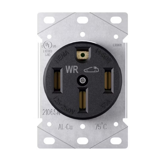 ELEGRP EV outlet, EV Charging 50Amp 125/250V Receptacle Flush Mounting Power Outlet, Heavy Duty Range Receptacle, Grounding, UL Listed, 1 Pack