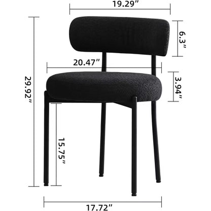 DYHOME Boucle Dining Chairs Set of 4, Mid Century Modern Kitchen Chairs with Curved Backrest and Metal Legs