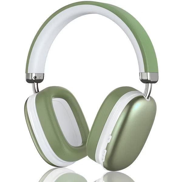 SY-BT1632 Green Over-Ear Bluetooth Headphones: 40mm Bass Driver, Bluetooth 5.3 Dual-Mode, 40hr Battery, Comfort Fit