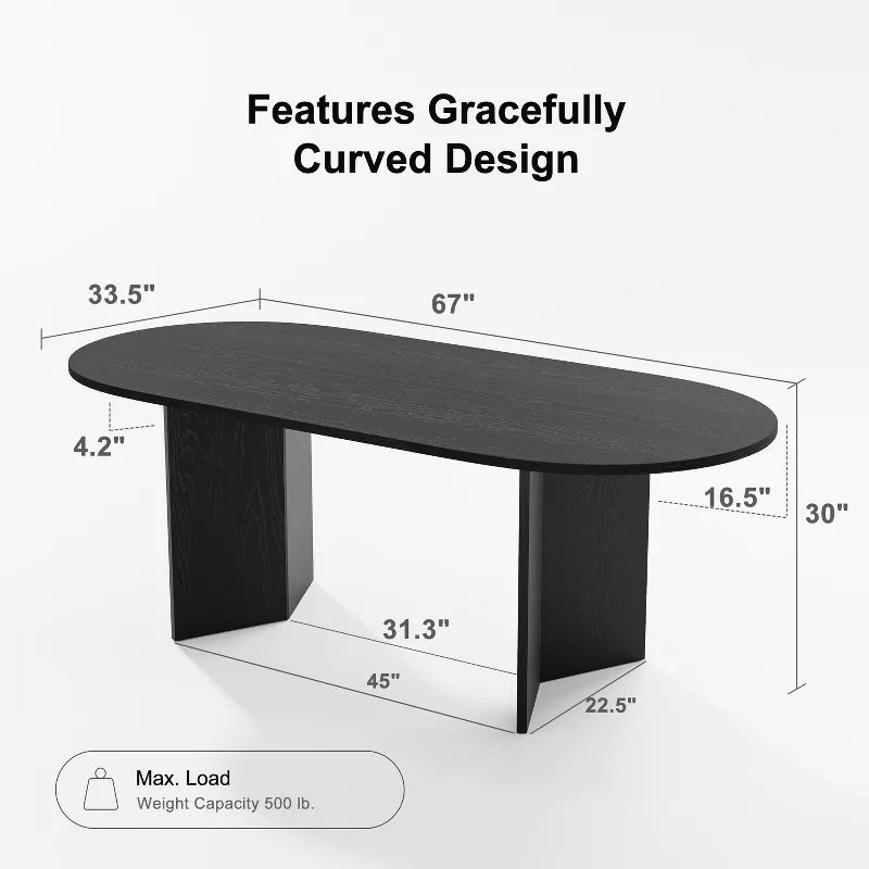 PexFix 67"x33.5" Soild Wood Dining Table Oval Kitchen Tables