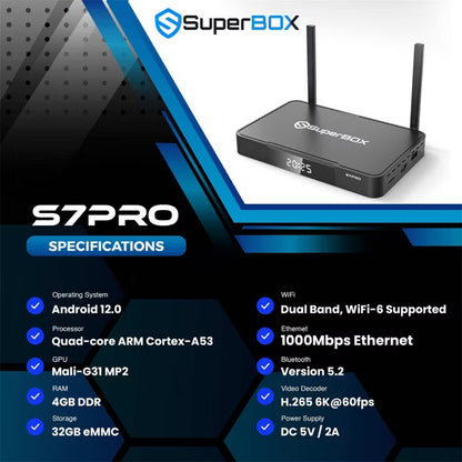 Super Box S7 Pro- Fully Loaded 6K Android TV Box, Enhanced Voice Command,Smarter Parental Control, Extended Time Shift