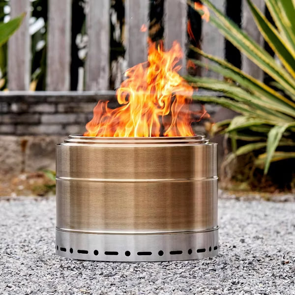 19" Smokeless Fire Pit,Stainless Steel Outdoor Fireplaces with Protective Cover