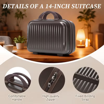 2-Piece ABS Spinner Luggage Set, 20" Carry-On Suitcase with Combination Lock & 14" Cosmetic Case, Front Opening Design, Lightweight Kid¡¯s suitcase