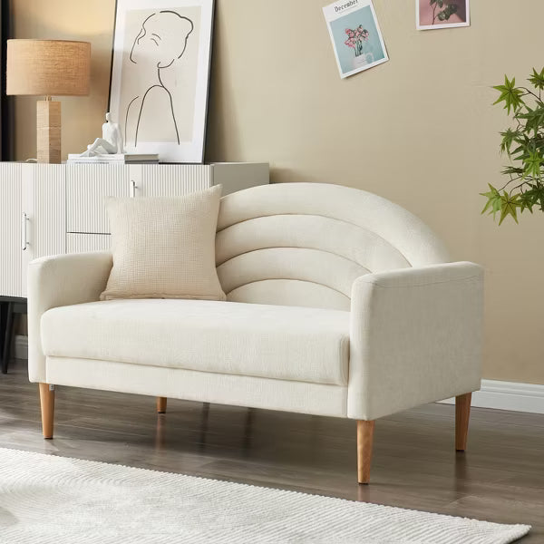 50" Loveseat Sofa for Small Spaces, 2-Seater Couch with Spring Cushions & Wood Frame. Mid-Century Modern Design in Grey Linen Fabric, Easy Assembly