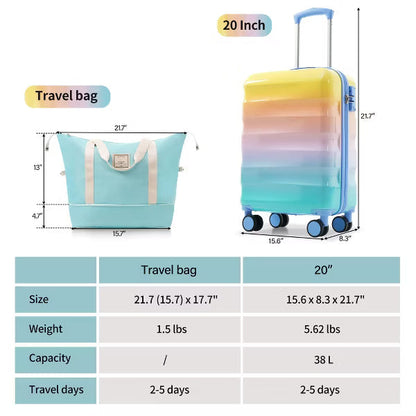 20" Carry-on Luggage with Cup Holder Lightweight Glossy Hardshell Suitcases with Spinner Wheels, TSA Lock, Airline Approved, 2 Piece Set