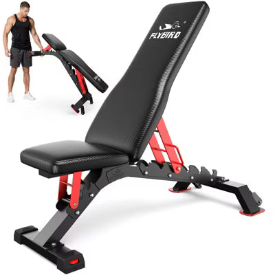 FLYBIRD Commercial Grade Adjustable Weight Bench - 1300LBS Capacity, 6+3 Positions for Ultimate Strength Training & Bench Press