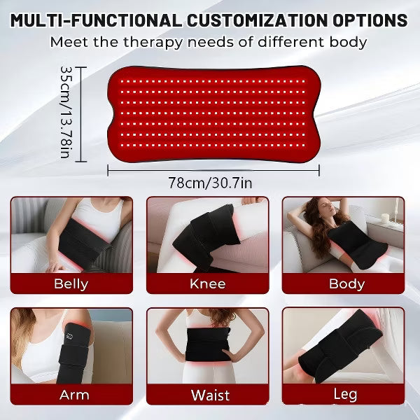 Morfone 31x14in 660nm+850nm Near Infrared Red Light Therapy Pad 210 LED High PowerTherapy Mat