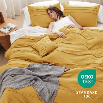 Bedsure Comforter Multi Piece Set Pinch Pleat Bedding OEKO-TEX Certified All Season Soft Cozy Bed Set for Bedroom Home Decor Christmas Gift