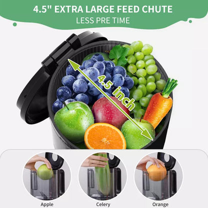 WHALL® Cold Press Juicer Machine with Touchscreen, Slow Masticating Machines with 4.5" Extra Large Feed Chute, Reverse Function, Soft & Hard Models
