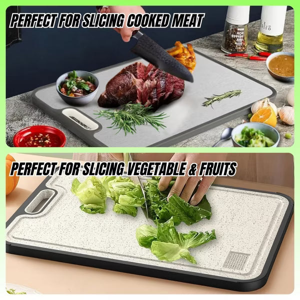 BRINJOY 15''x10'' Pure Titanium Cutting Boards for Kitchen, Large Titanware/Wheat Straw Chopping Board with Handle, - Non Toxic - Dishwasher Safe