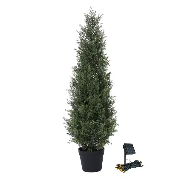DR.Planzen Artificial Cedar Tree Christmas Trees with a pretty light strip, Faux lighted Tree Perfect for Christmas Home Decor set of 1 pack.