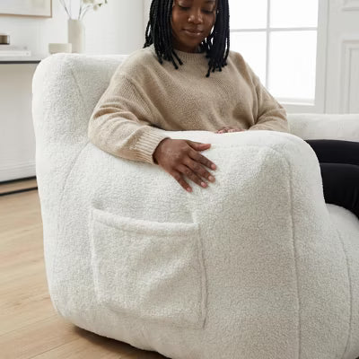 Bean Bag Chair for Adults, Comfy Bean Bag Sofa Chair with Armrests, High-Density Foam Filled Lazy Chair for Living Room, Bedroom & Reading