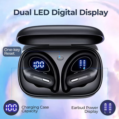 OFNEX Wireless Earbuds Bluetooth 5.3 Headphones 90 Hrs Playtime Ear buds with Wireless Charging Case Power Display Over-ear Earphones