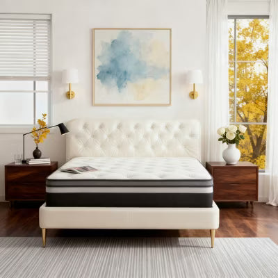 14 Inch Queen Hybrid Mattress in a Box, Anti Static, Medium Firm, Cooling Breathable Gel Memory Foam, CertiPUR-US Certified, White