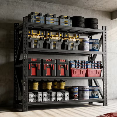 VIYET 71"W 4-Tier Heavy Duty Garage Storage Rack, 5000 lbs Industrial Metal Shelving Unit for Warehouse and Workshop