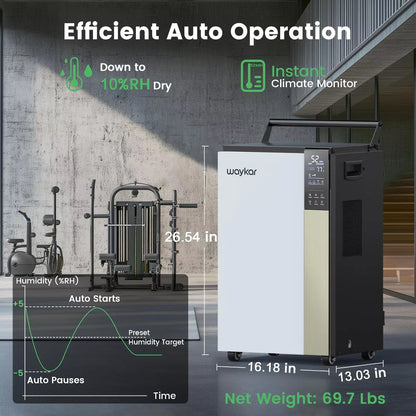 Waykar 190 Pint Commercial Dehumidifier for Home & Basements up to 8000 sq ft