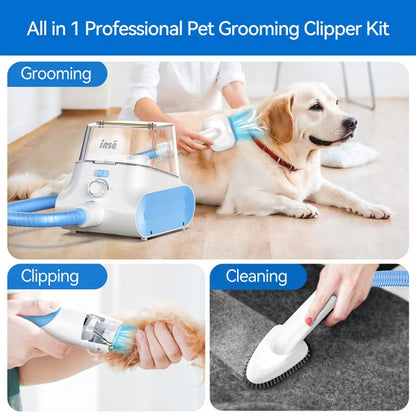 INSE P30 Pet Grooming Vaccum & Kits, 4.5L Large Capacity Pet Grooming Vacuum Kit, 5-in-1 Ultra-Low Noise Pet Grooming Vacuum for Dogs, Cats