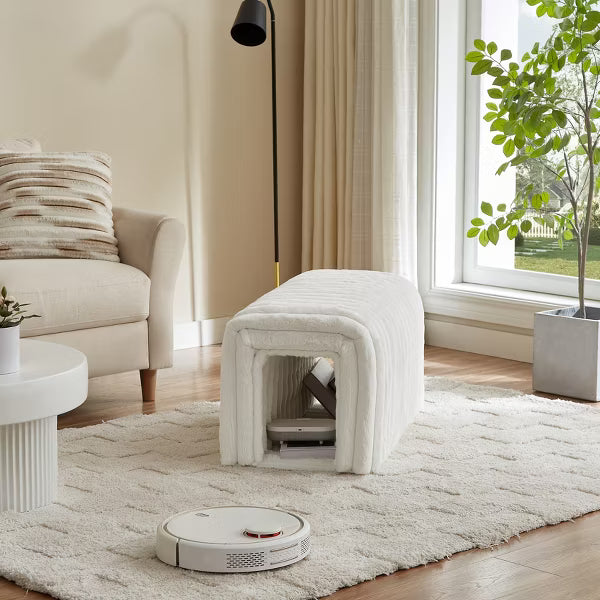 Corduroy Storage Ottoman Bench with Hidden Cat House, Pet Nest Supplies Footrest Seat for Living Room, Entryway or Bedroom