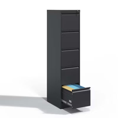 Yukimo Vertical File Cabinet with Lock, 64"H Steel Metal Filing Cabinet, Full Extension Silent Slides, Anti-Tilt Design