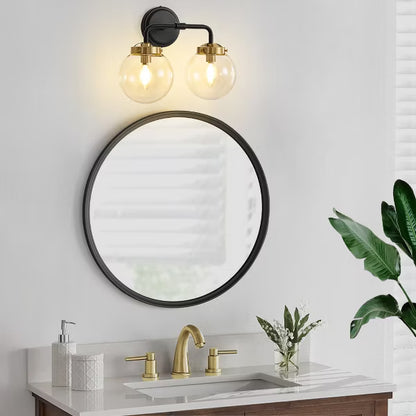 POWLIG Modern Vanity Light Fixture - Bathroom Mirror Lighting with Clear Glass Globe Shades