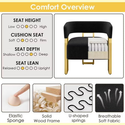 Mid-Century Modern Armchair, Upholstered Tufted Barrel Reading Chair for Bed Room, Office, Black