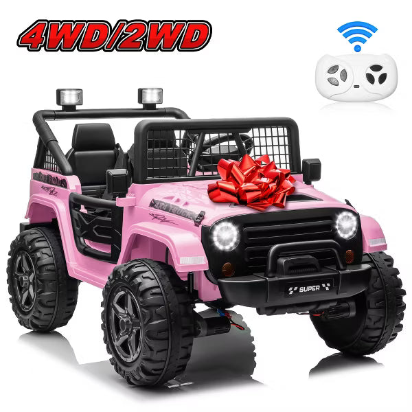 JOYRACER 24V Ride-On Truck for Kids w/ Remote, XL 2-Seater, 4×200W Motors, 4WD/2WD Switch, Bluetooth, Music – Electric Toys Car for Boys Girls