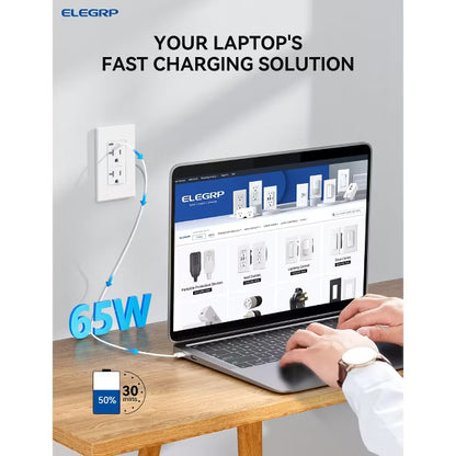 ELEGRP USB Outlets Receptacles, 65W Dual USB C Wall Outlet, Power Delivery 20 Amp Tamper Resistant Electrical Outlet, Wall Plate Included, UL Listed