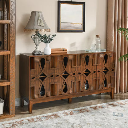 61'' Mid-Century Modern Storage Cabinet with Adjustable Shelves, Sideboard Buffet Console Table for Dining Room, Living Room, or Entryway